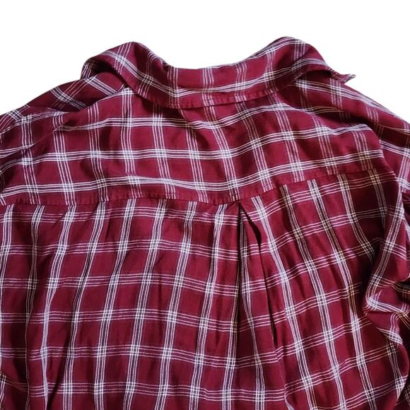 Lou & Grey for LOFT Womens Pullover Top Size S Red Plaid High-Low V-Neck - Picture 9 of 10